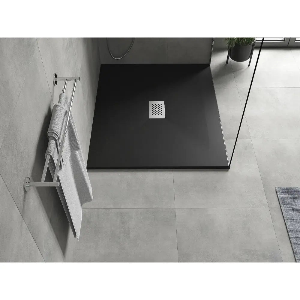 Hugo Rektangulært Smc-dusjbrett 120x100 Cm Sort Inox Deksel - 42701012-x