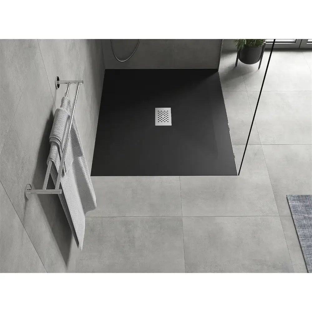 Hugo Rektangulært Smc-dusjbrett 120x100 Cm Sort Inox Deksel - 42701012-x