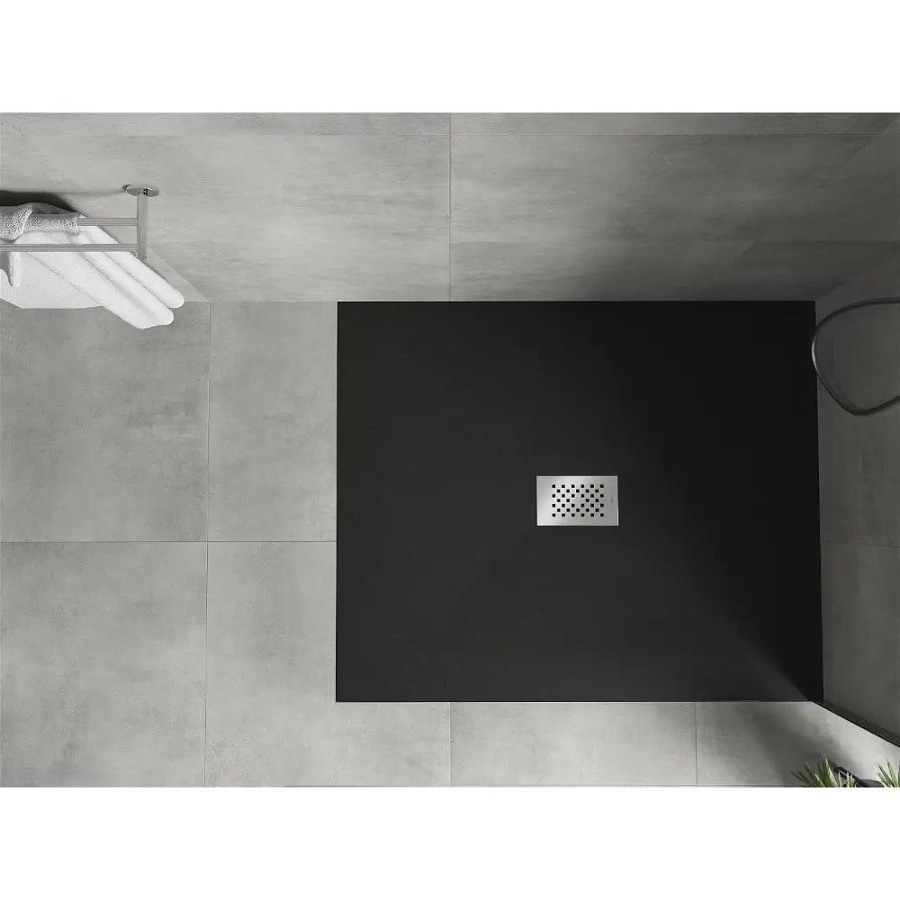 Hugo Rektangulært Smc-dusjbrett 120x100 Cm Sort Inox Deksel - 42701012-x