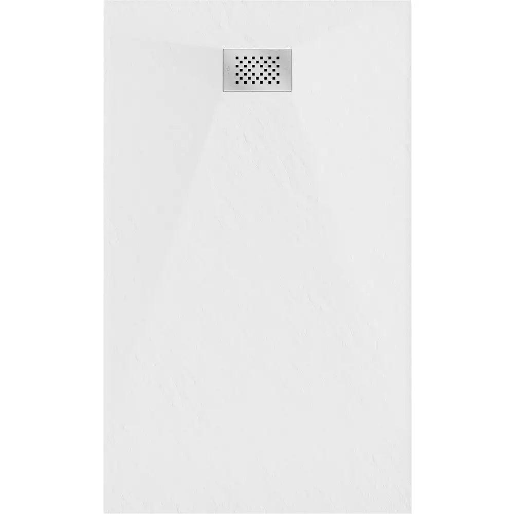 Hugo Rektangulært Smc-dusjbrett 140x70 Cm Hvitt med Inox-frontpanel - 42107014-x