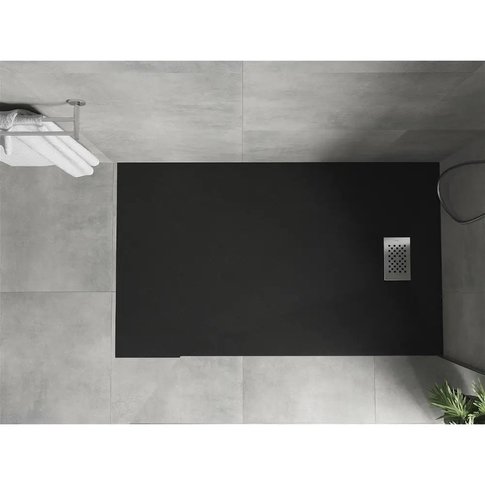 Hugo Rektangulært Smc-dusjbrett 140x90 Cm Svart med Inox-deksel - 42709014-x