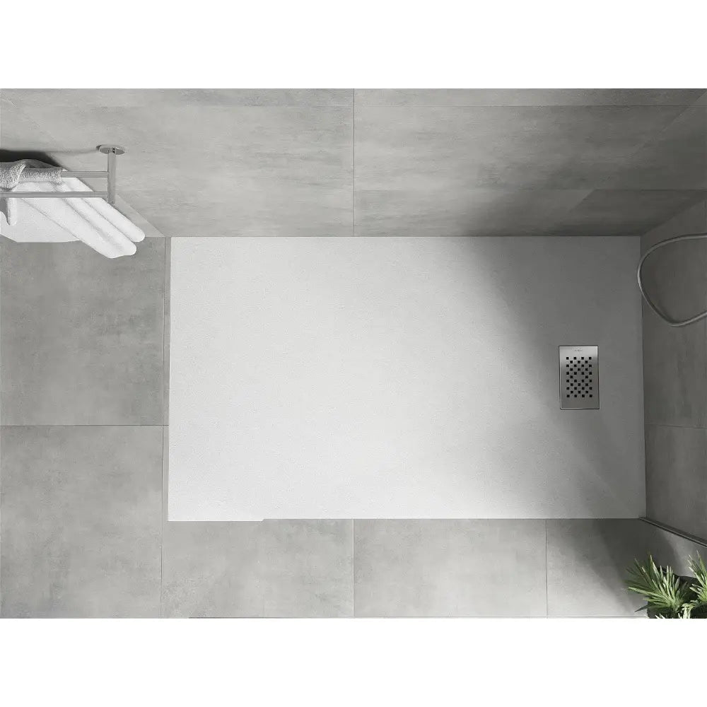 Hugo Rektangulært Smc-dusjbrett 150x80 Cm Hvitt med Inox-frontpanel - 42108015-x