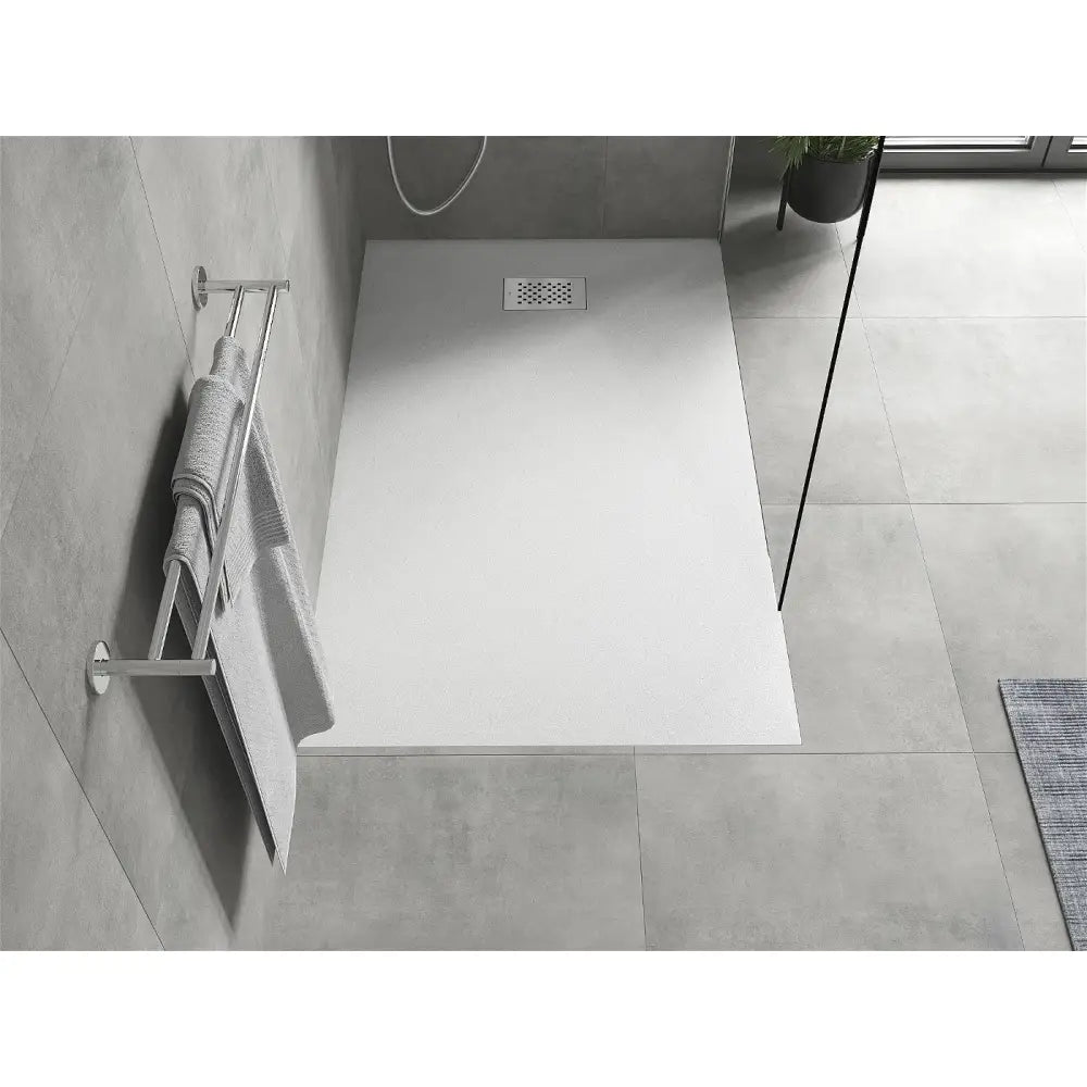 Hugo Rektangulært Smc-dusjbrett 160x80 Cm Hvitt med Rustfritt Stål Frontpanel - 42108016-x