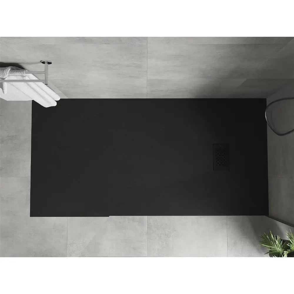 Hugo Rektangulært Smc-dusjbrett 170x80 Cm Sort med Svart Frontpanel - 42708017-b