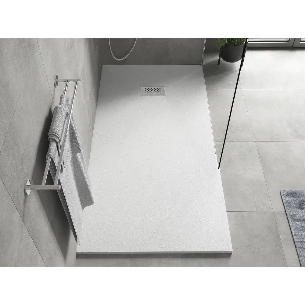 Hugo Rektangulært Smc-dusjbrett 170x90 Cm Hvitt med Inox Frontpanel - 42109017-x