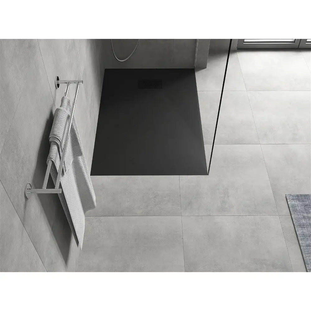 Hugo Rektangulært Smc-dusjbrett 80x70 Cm Svart med Svart Deksel - 42707080-b