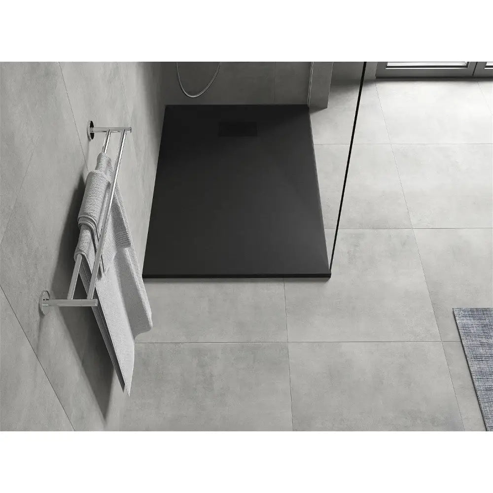 Hugo Rektangulært Smc-dusjbrett 80x70 Cm Svart med Svart Deksel - 42707080-b