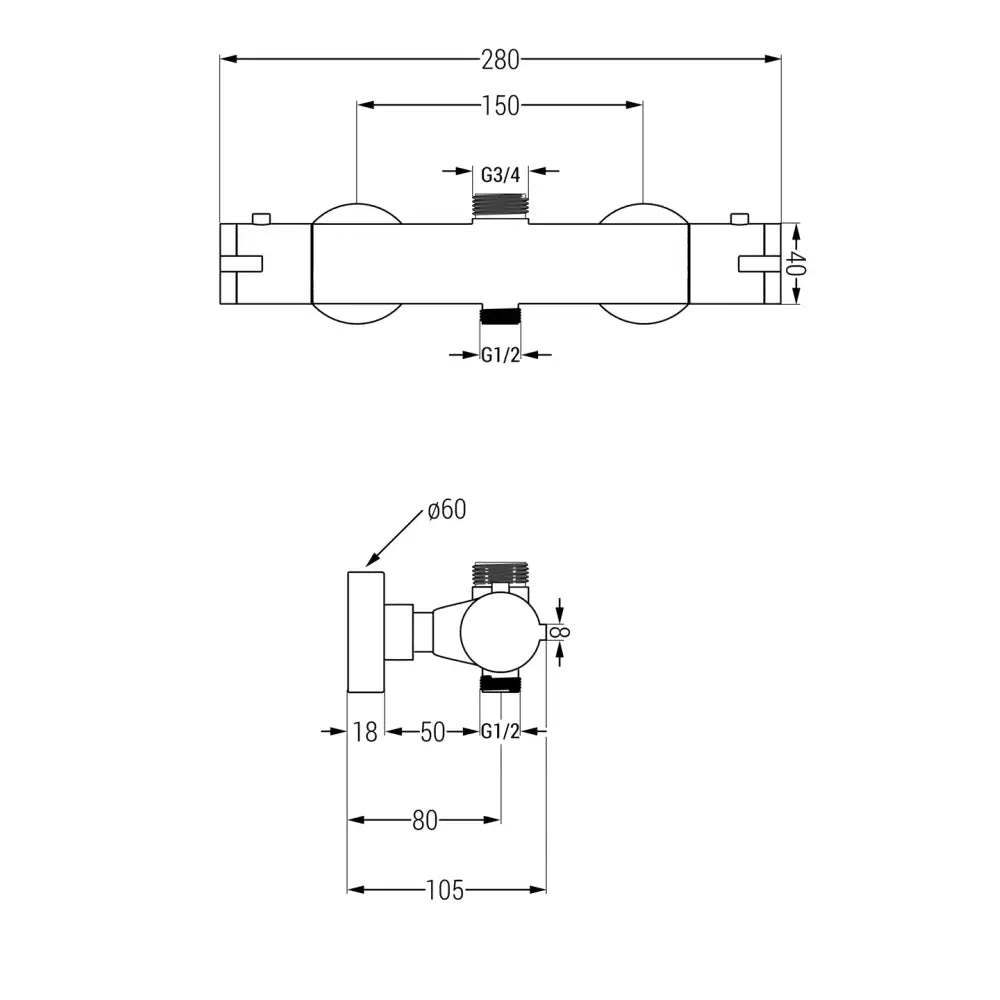 Kai Termostatisk Dusjbatteri Krom - 77150