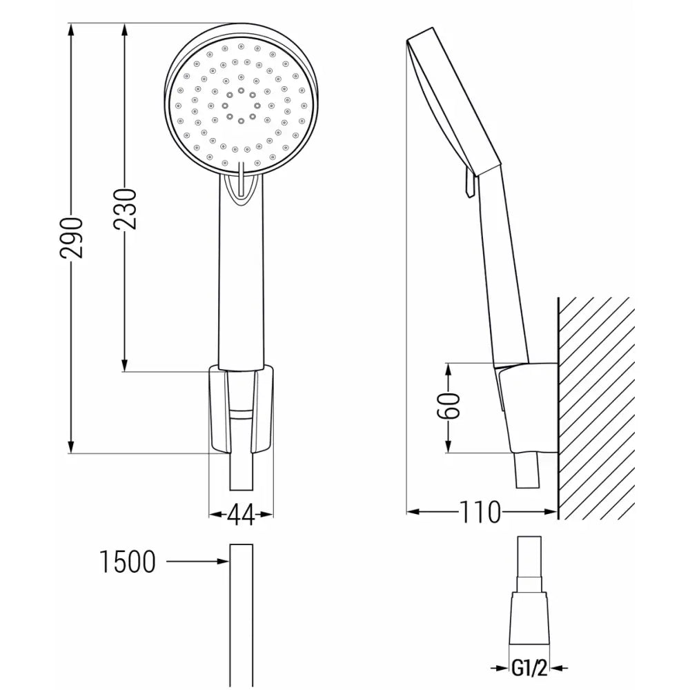 Kama R75 Badekarkran med Dusjsett Svart - 7253r75