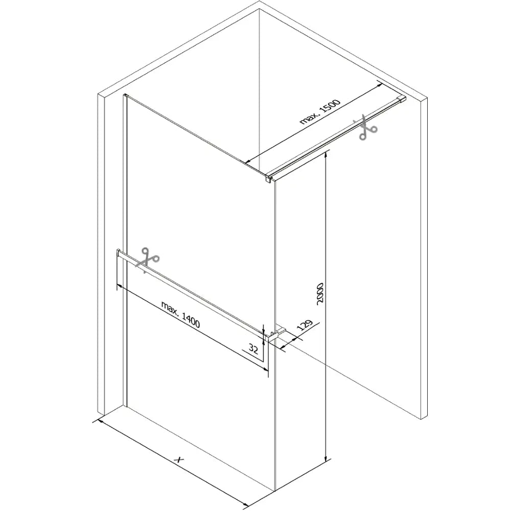 Dusjvegg med Hylle 100x200 Cm Transparent/frostet Svart