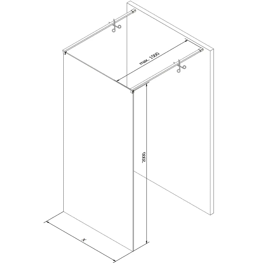 Dusjvegg 100x200 Cm Gjennomsiktig/frostet 8 Mm Hvit S1