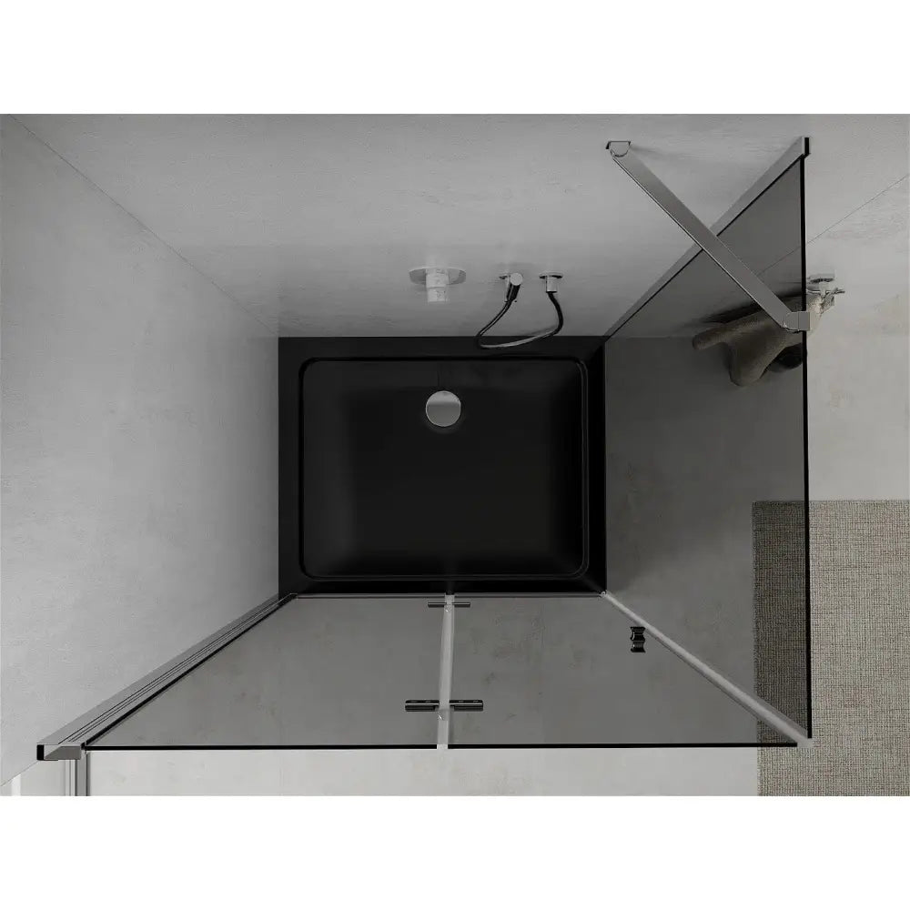 Dusjhjørne med Dusjbrett 100x90 Cm Sammenleggbart Grått Krom