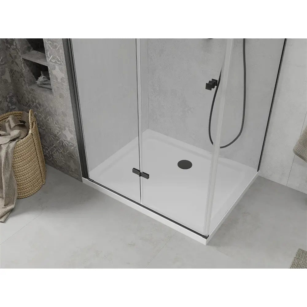 Dusjhjørne med Dusjbrett 70x100 Cm Sammenleggbart Gjennomsiktig Svart