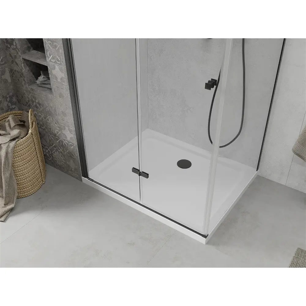 Dusjhjørne med Dusjbrett 100x70 Cm Sammenleggbart Gjennomsiktig Svart