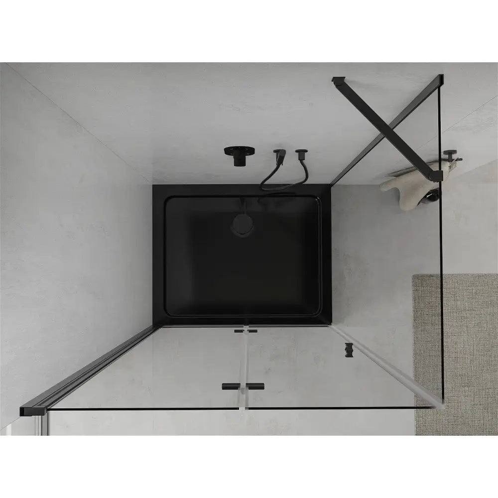 Dusjhjørne med Dusjbrett 80x100 Cm Sammenleggbart Gjennomsiktig Svart