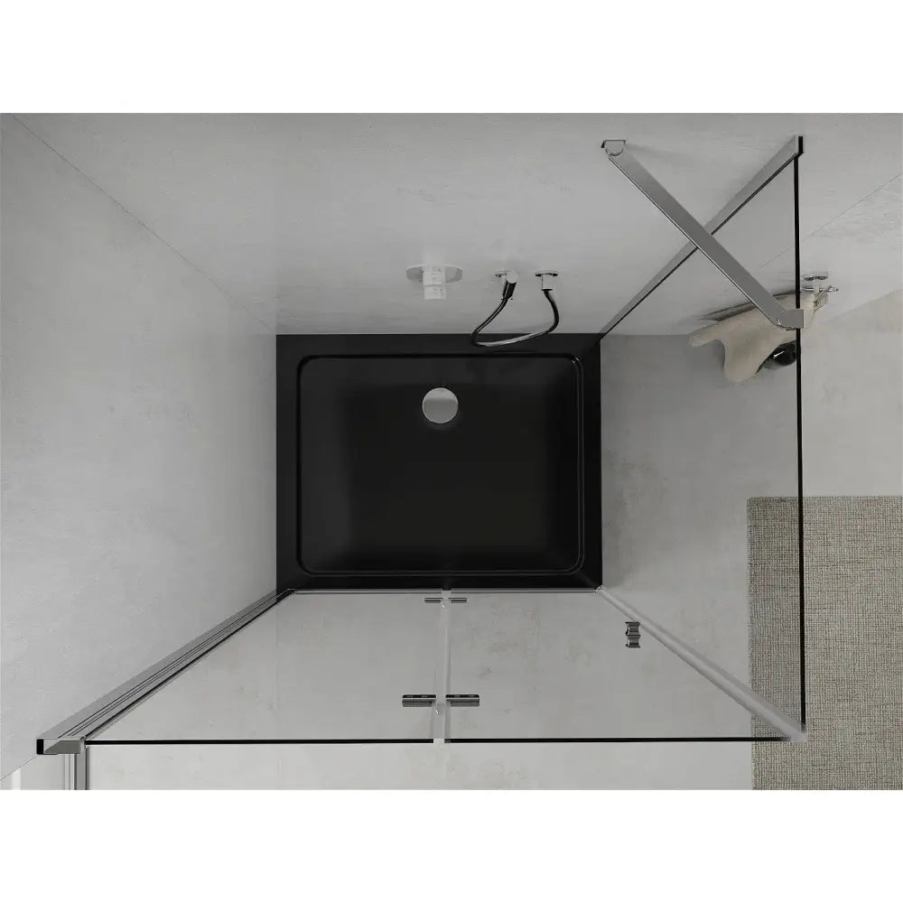 Dusjhjørne med Dusjbrett 90x120 Cm Sammenleggbart Gjennomsiktig Krom