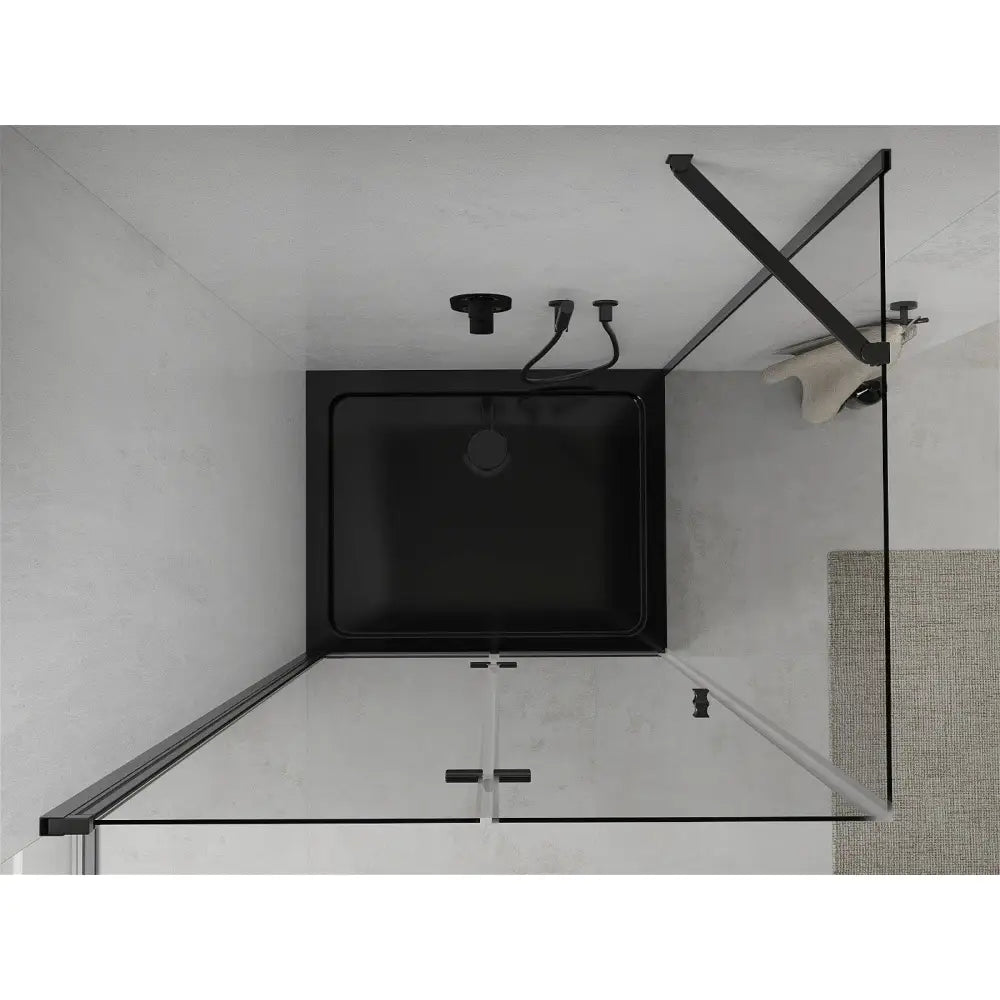 Dusjhjørne med Dusjbrett 90x120 Cm Gjennomsiktig Svart S2