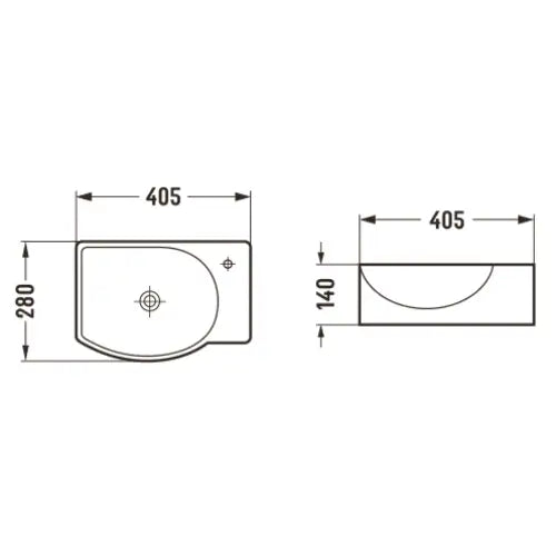 Mista Servant for Benkeplate Venstre 40x28 Cm Hvit - 22174000l