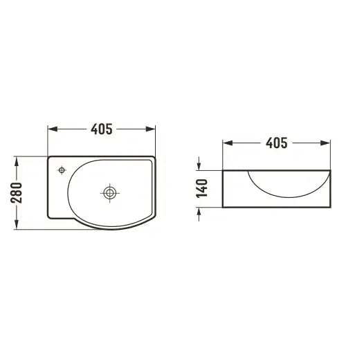 Mista Servant for Plassering på Benkeplate Høyre 40x28 Cm Hvit - 22174000r