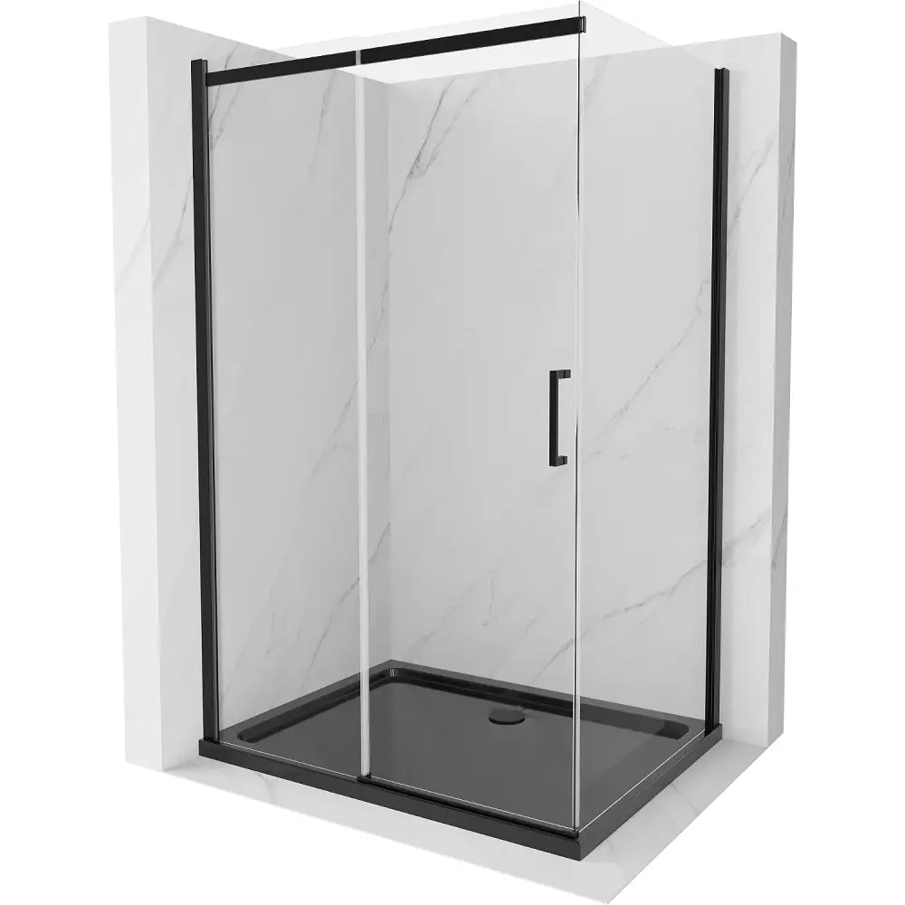 Dusjhjørne med Dusjbrett 120x80 Cm Skyvedør Transparent Svart