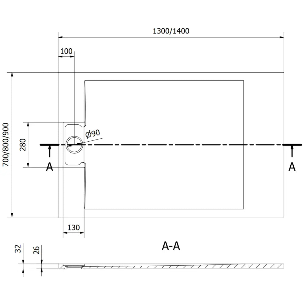 Otto Rektangulært Dusjbrett Smc 130x90 Cm Hvit - 4n