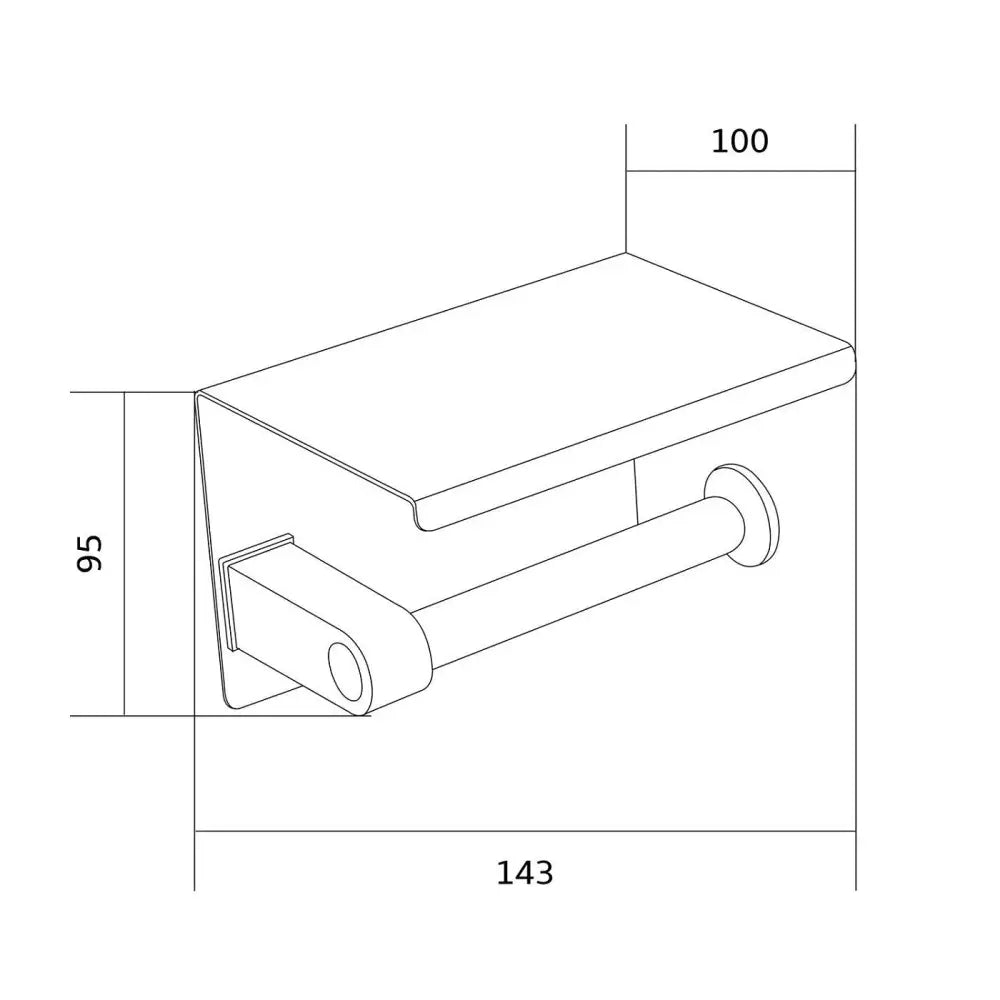 Papirholder med Hylle Svart - 701197