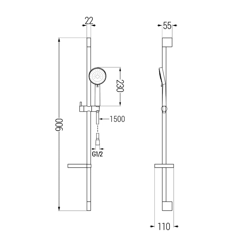 Pecos Ds75 Dusjsett Sort - 72704ds75