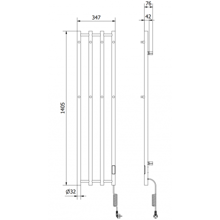 Håndkletørker Pino Med Håndkleholdere 1405 x 347 mm, 250 W, Hvit