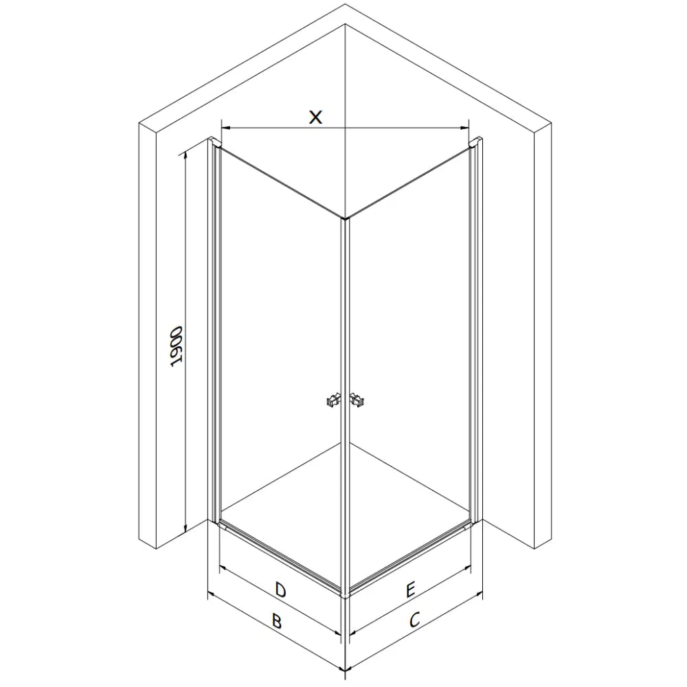Dusjhjørne med Dusjbrett 80x70 Cm Transparent Krom