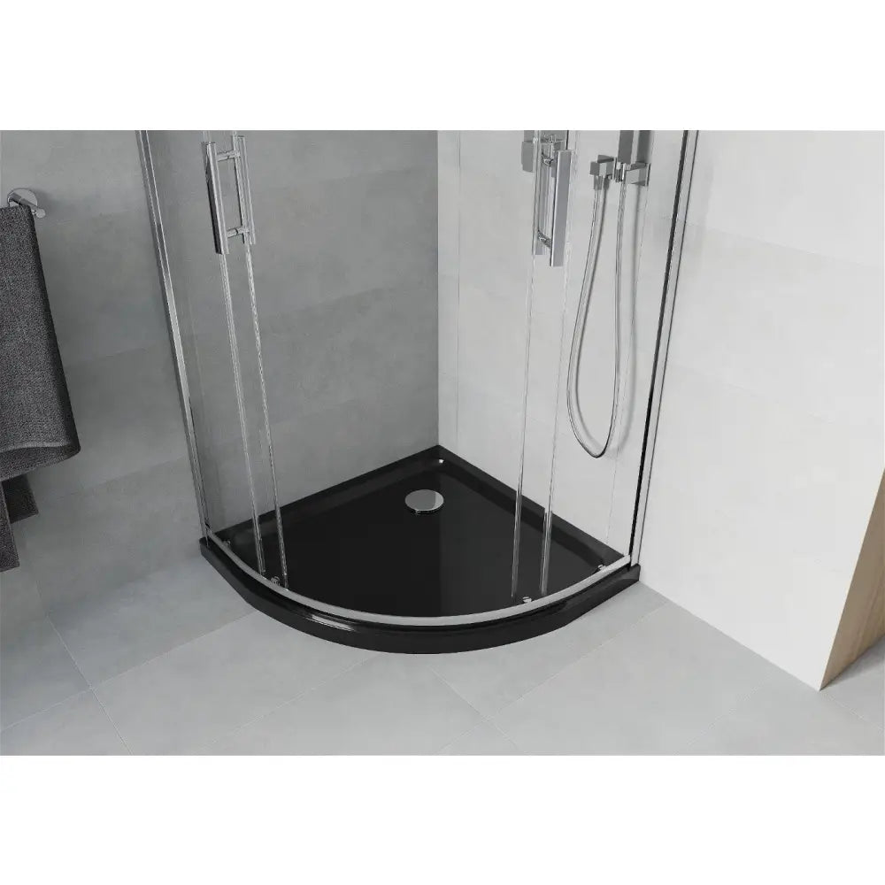 Dusjhjørne med Dusjbrett Halvrund 90x90 Cm Gjennomsiktig Krom S2