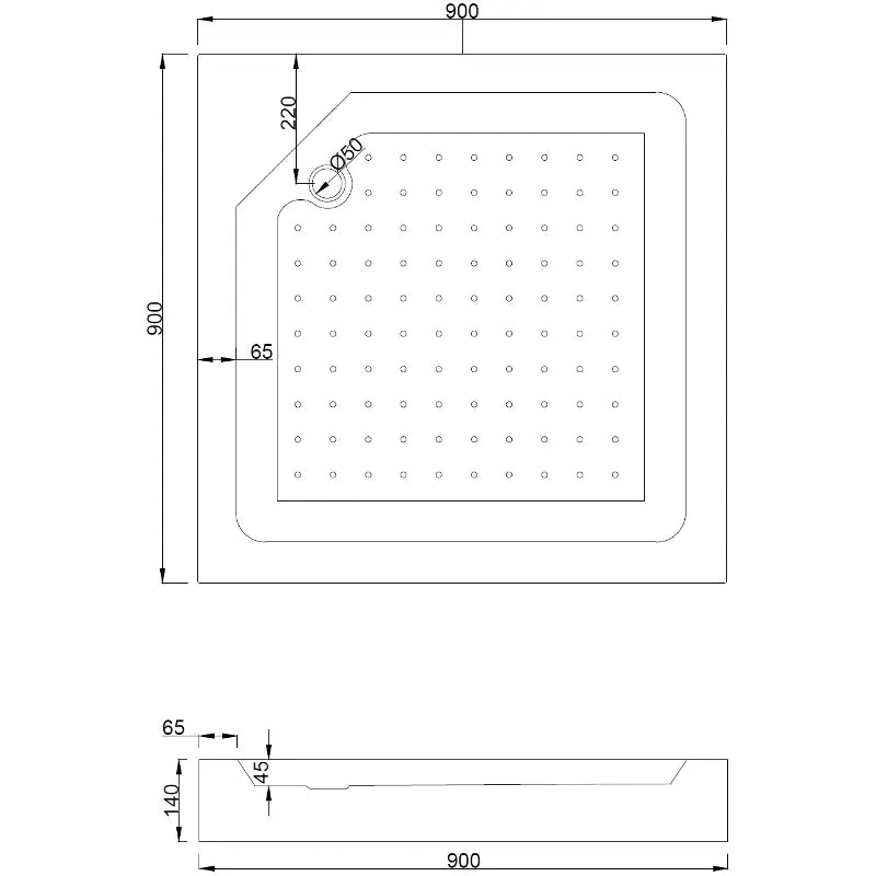 Dusjhjørne med Dusjbrett Kvadratisk 90x90 Cm Gjennomsiktig Svart S2