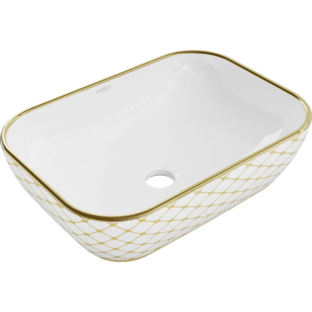 Rita Servant for Plassering på Benkeplate 45x32 Cm Hvit/gull Rutemønster