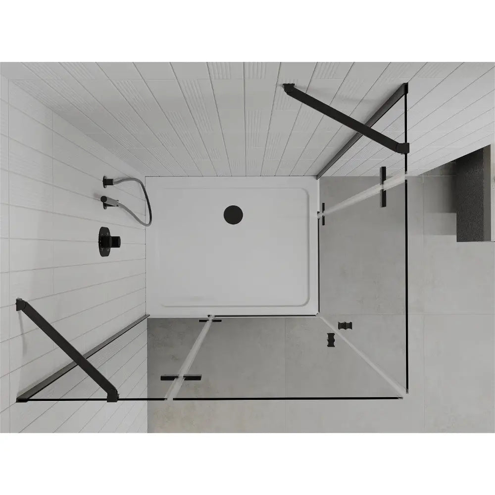 Dusjhjørne med Dusjbrett 100x90 Cm Gjennomsiktig Svart S3