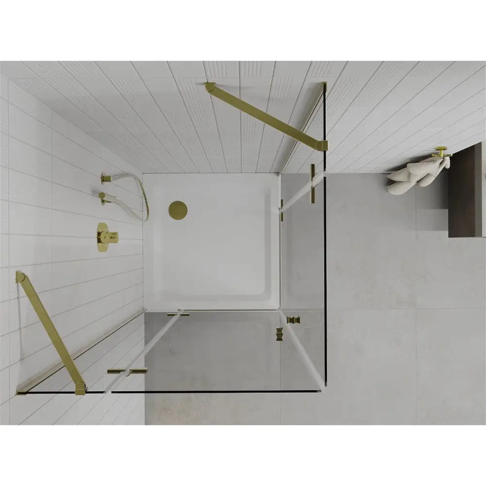 Dusjhjørne med Dusjbrett 70x70 Cm Gjennomsiktig Gull S3
