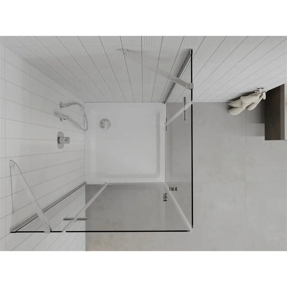 Dusjhjørne med Dusjbrett 70x70 Cm Gjennomsiktig Krom S3