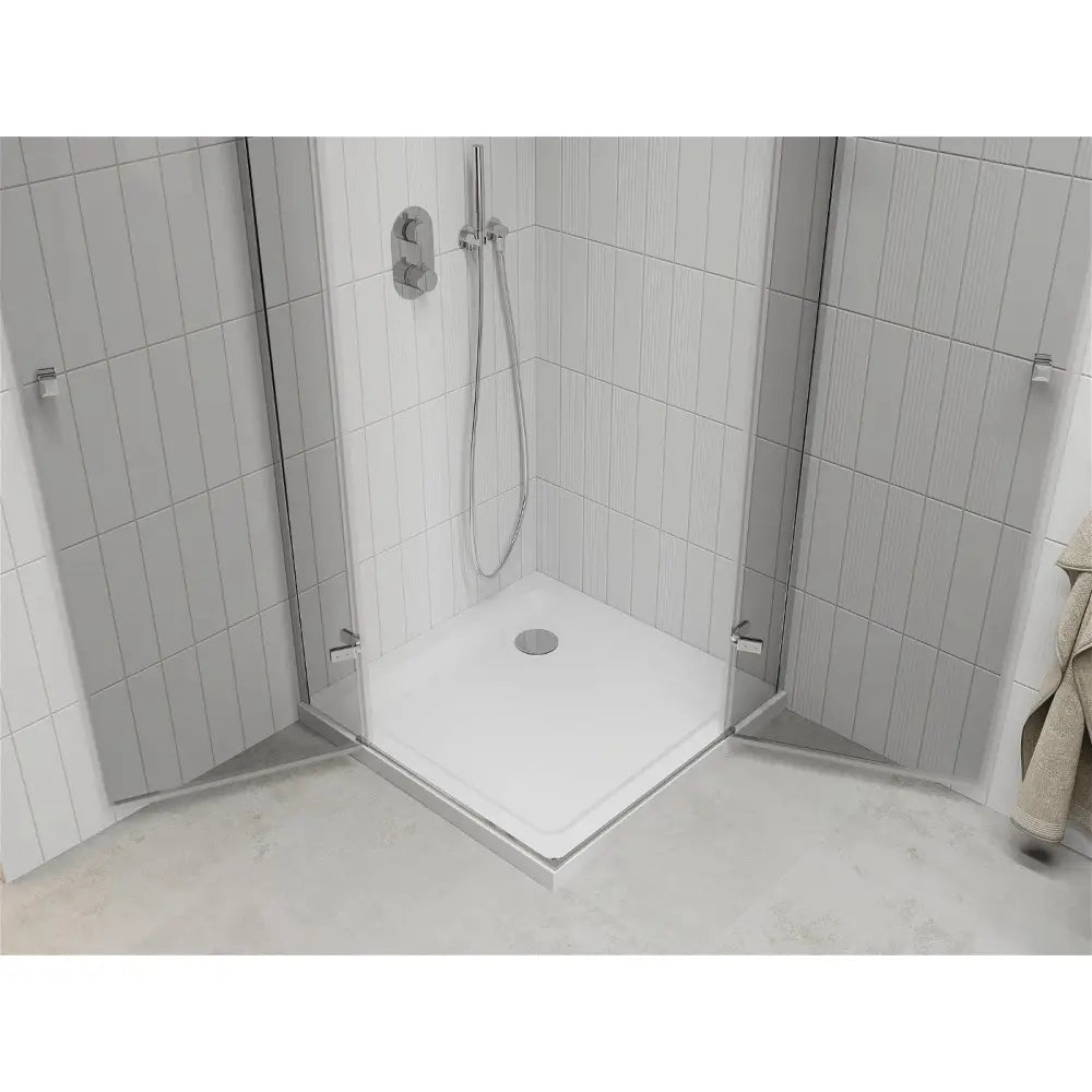 Dusjhjørne med Dusjbrett 70x70 Cm Gjennomsiktig Krom S3
