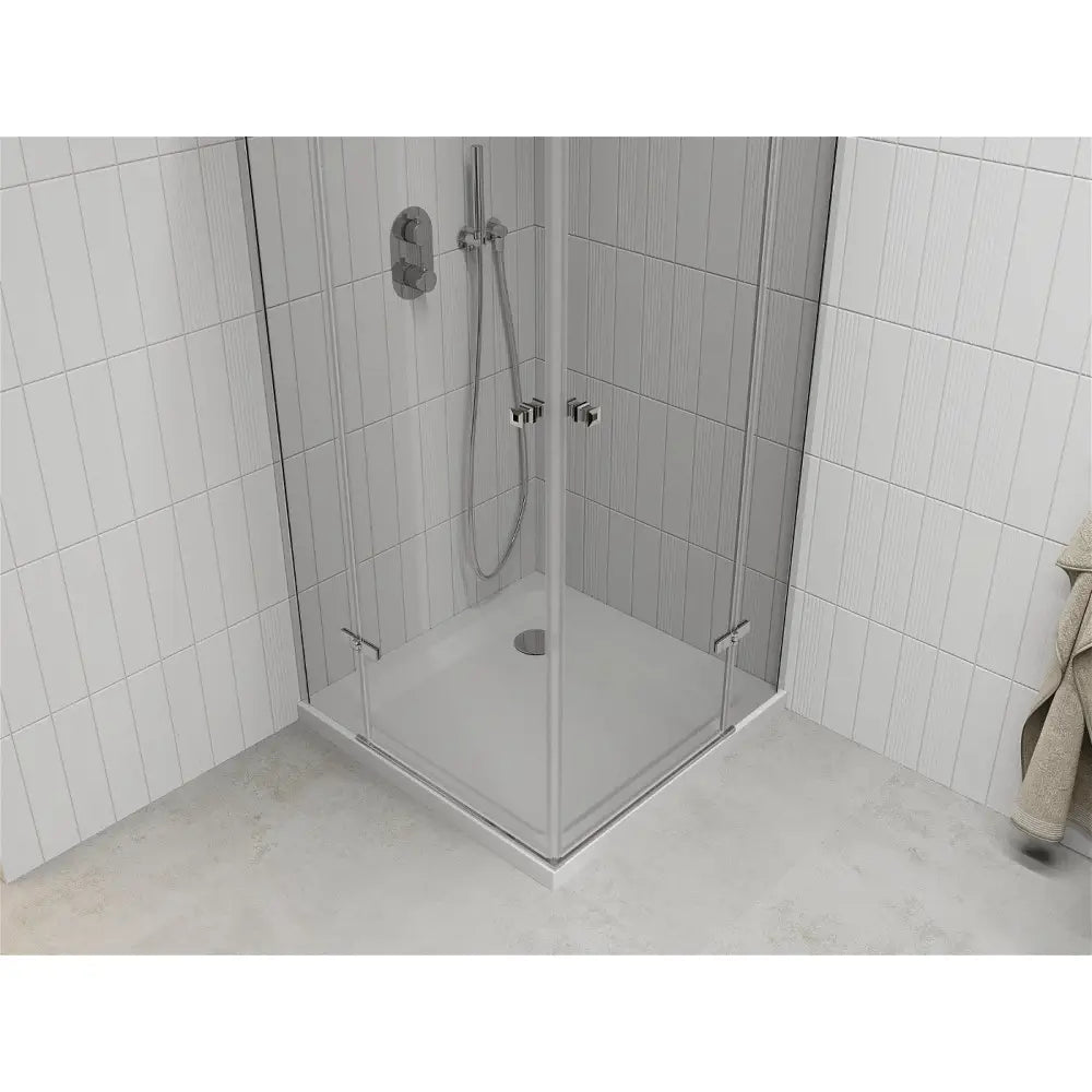 Dusjhjørne med Dusjbrett 70x70 Cm Gjennomsiktig Krom S3