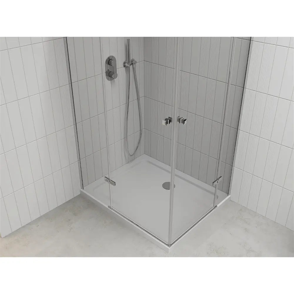 Dusjhjørne med Dusjbrett 80x70 Cm Gjennomsiktig Krom S2