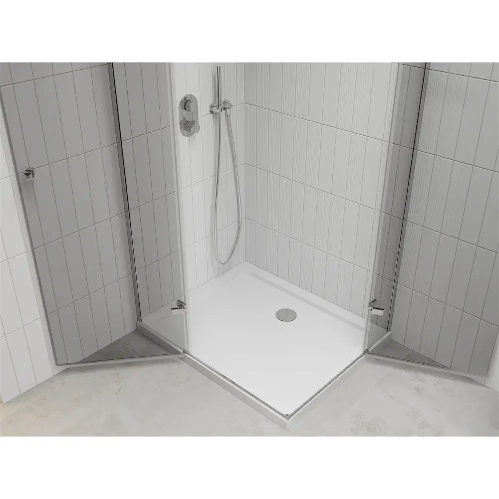 Dusjhjørne med Dusjbrett 80x70 Cm Gjennomsiktig Krom S2