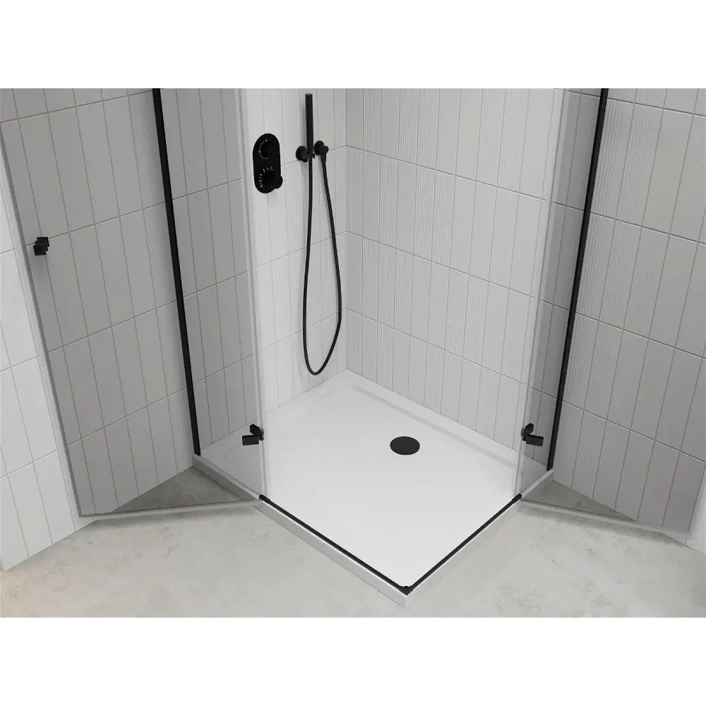 Dusjhjørne med Dusjbrett 80x70 Cm Gjennomsiktig Svart S2