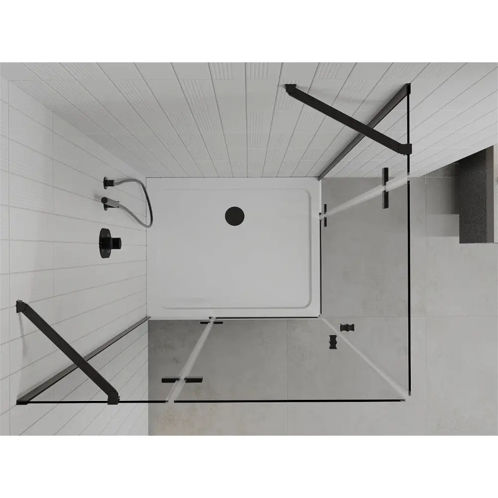 Dusjhjørne med Dusjbrett 80x70 Cm Gjennomsiktig Svart S2