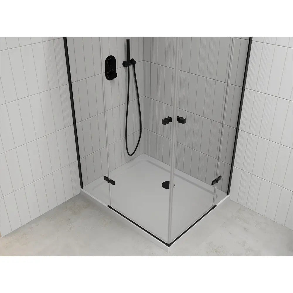 Dusjhjørne med Dusjbrett 80x70 Cm Gjennomsiktig Svart S2