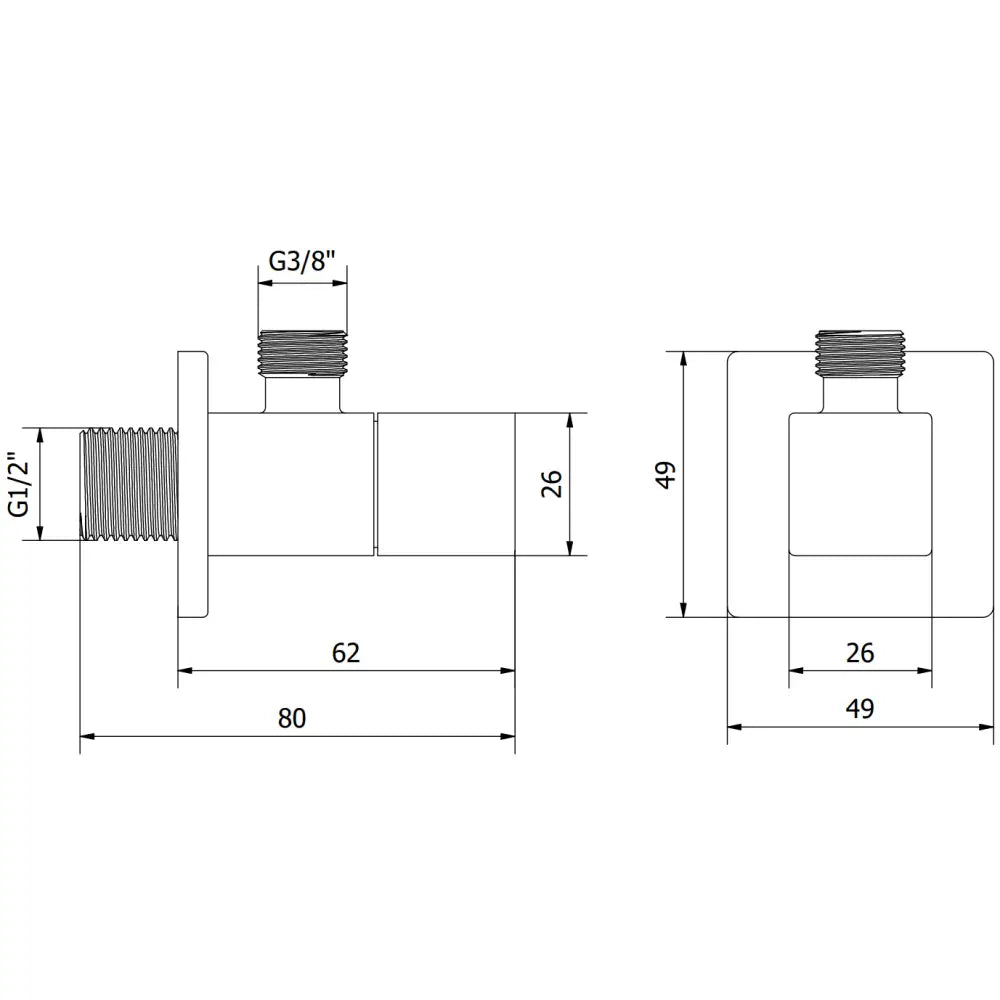 s Vinkelventil for Batteri 1/2’’x3/8’’ Gull - 79971