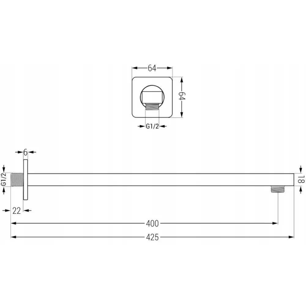 Slim Dusjhode 25 Cm med Dusjarm Grafitt - 79225211-