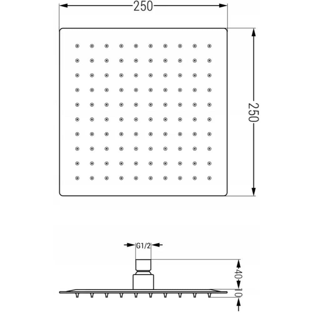 Slim Dusjhode 25x25 Cm med Dusjarm Hvit - 79125112-