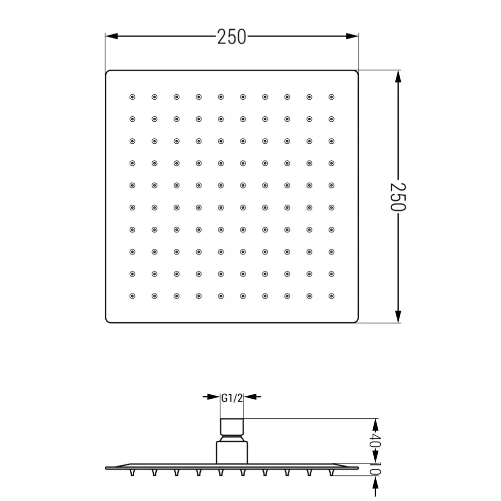 Slim Dusjhode 25x25 Cm Svart - 79125-