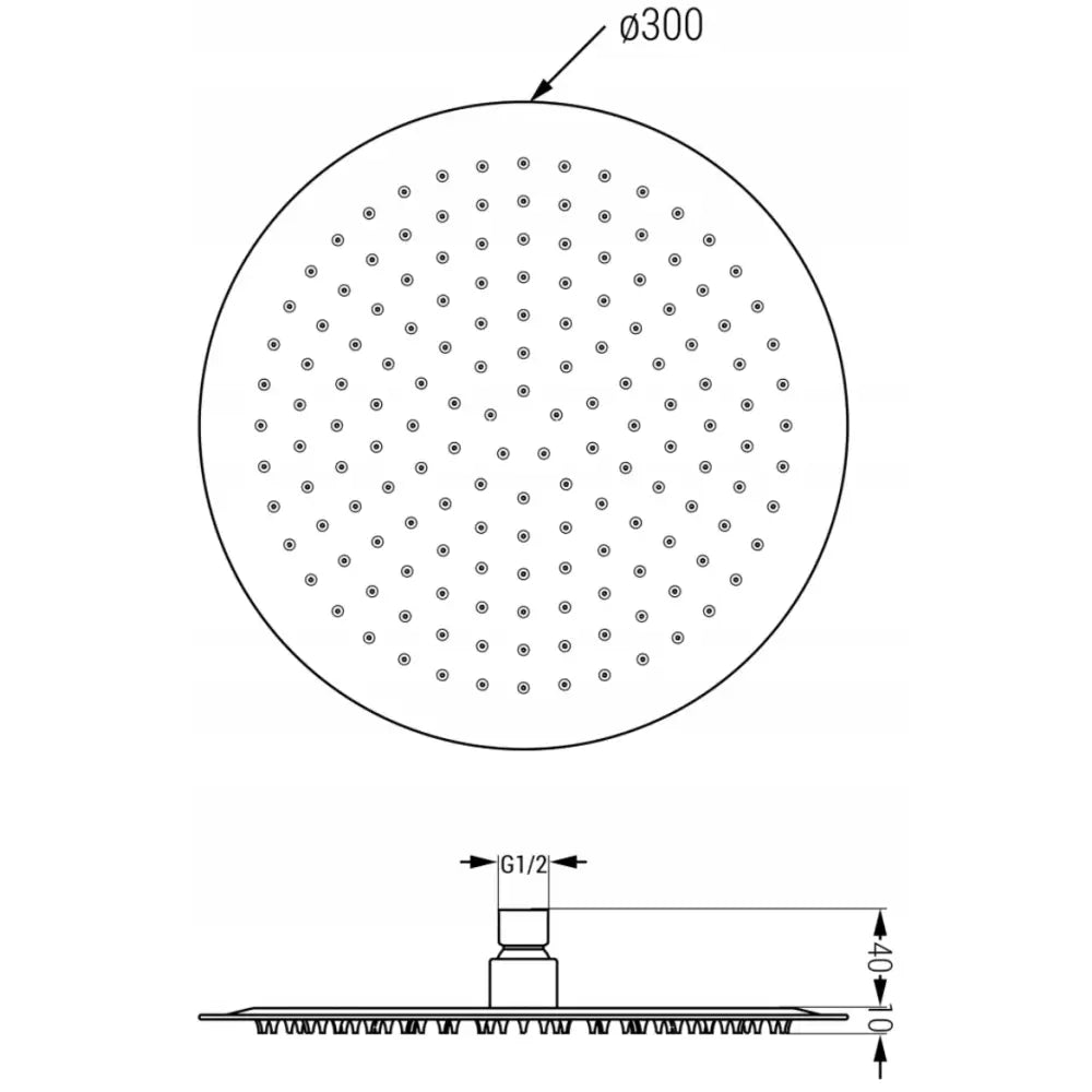 Slim Dusjhode 30 Cm med Dusjarm Grafitt - 79230211-