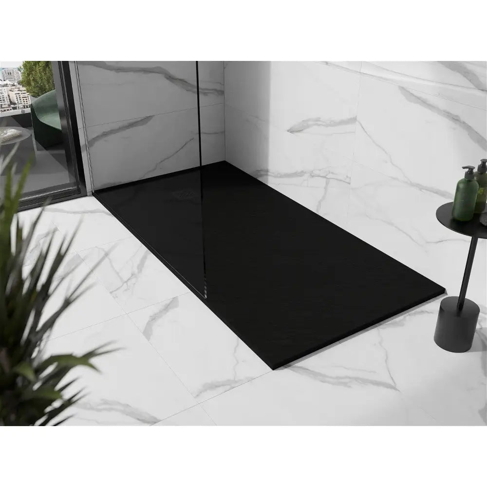 Stone + Kompositt Dusjbunn Rektangulær 200x90 Cm Svart med Svart Deksel - 44709020-b