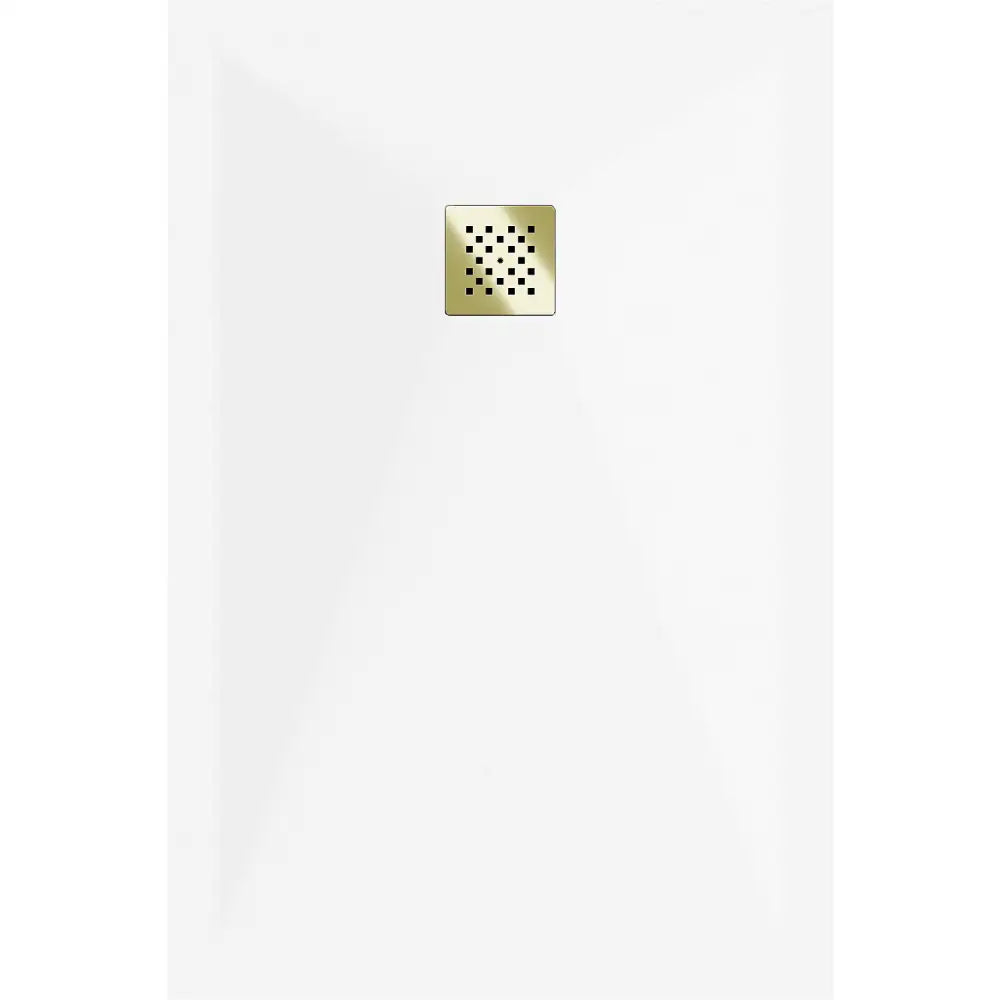 Stone + Kompositt Dusjbunn Rektangulær 80x70 Cm Hvit med Gulldeksel - 44107080-g