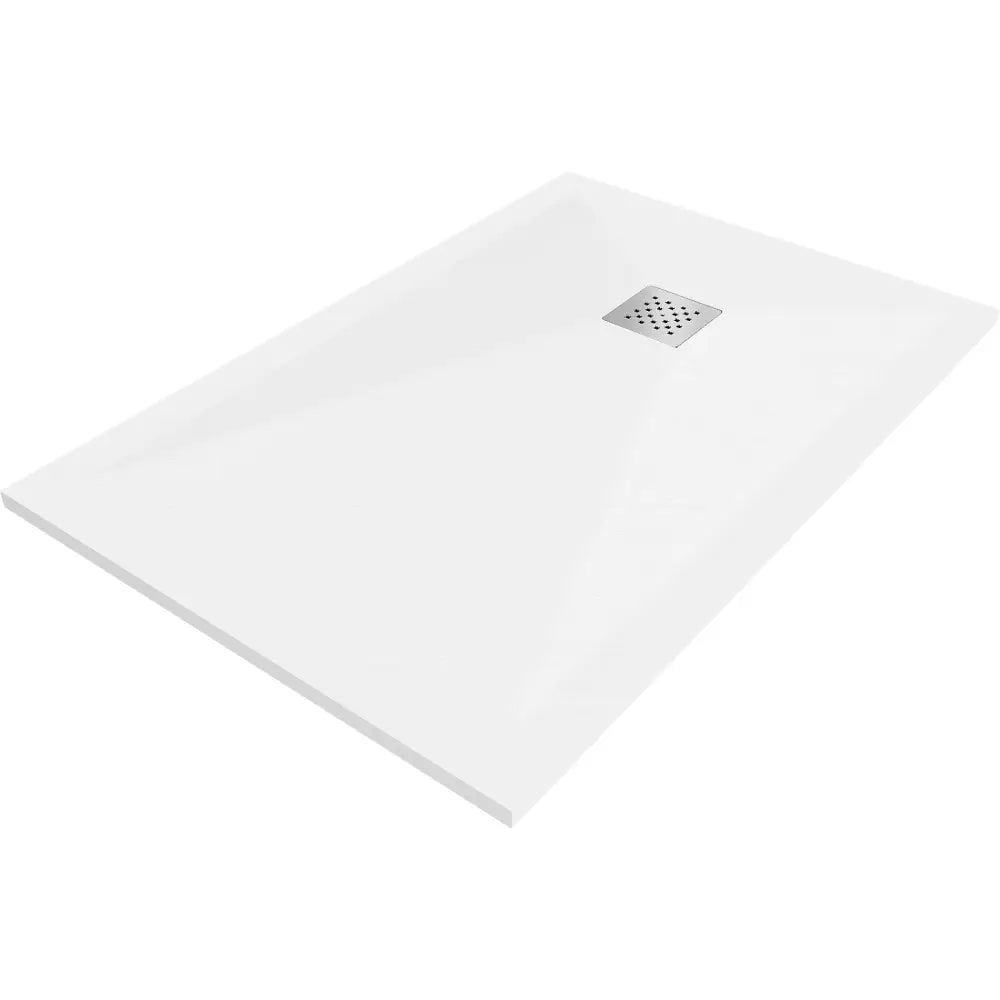 Stone + Kompositt Rektangulært Dusjbrett 100x80 Cm Hvitt